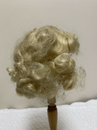 Vtg Blonde Synthetic Wig For Vintage Antique Doll 10” (2)