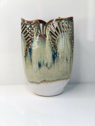 Garnier studio art pottery Vase hand crafted in france signed art pottery trio 3