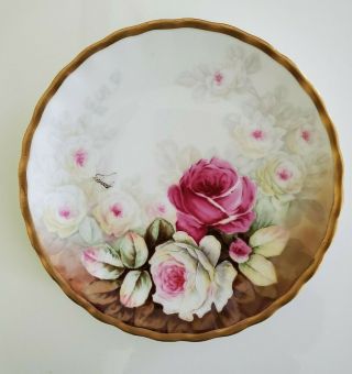 Antique Elite Limoges Hand Painted Gold Gilt Plate Signed By Artist