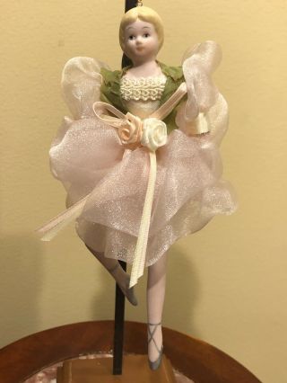 Vintage Fine Collectible - Bisque Porcelain Doll Ballerina Pink Tutu 7”