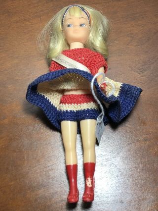 Rare Blonde Skipper Doll Miss Bi - Centennial 1976 Handmade Vintage Dress Red Blue