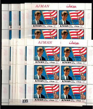 Ajman - Mnh - 10 Sheets - 60 Stamps - Overprint - Kennedy - Flag