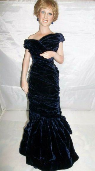 Princess Diana Doll Titus Tomescu Ashton Drake 1998 - Blue Velvet Dress 7793fb