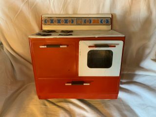 Vintage Raggedy Ann Gabriel 1970’s Tin Litho Stove Oven Red White Metal Cooktop