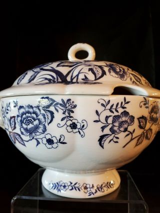Vintage Booths China Blue Peony Covered Soup Tureen - - Hand Painted - 3