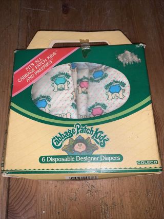 1984 Coleco Cabbage Patch Kids 4 Disposable Designer Doll Diapers Open Box 3963