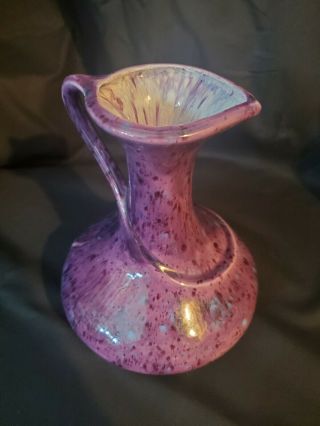 Vintage 1960s Purple White Splatter Drip Glaze Decanter Genie Bottle & Vase 3