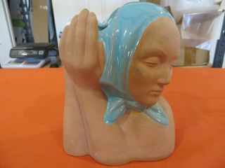 Vintage Catalina Art Pottery Terra Cotta Head Vase Peasent Girl C - 801