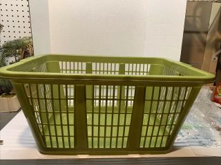 1 - Vintage Rubbermaid Laundry Basket - Avocado Green No.  2965 Rectangular Retro