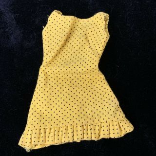 Vintage Barbie Clothes Sun Shiner Dress Polka Dot Yellow With Black Dots Tagged