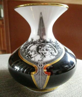 Vtg.  Art Deco Endre Szasz Hollohaza Porcelain Vase Hungary