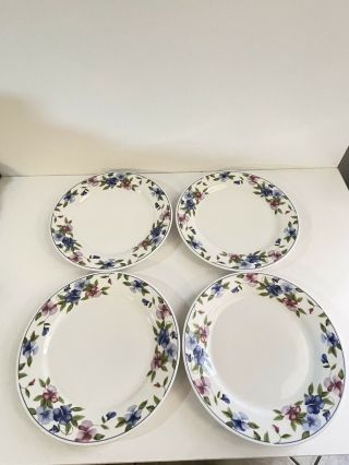 4 Majesticware By Oneida Stoneware Dinner Plates  Freesia  10 3/4
