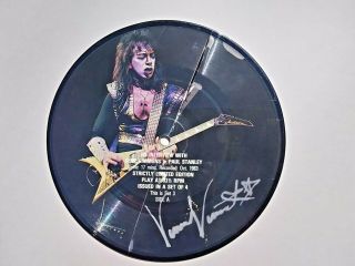 Kiss Vinny Vincent Gene Simmons Signed Autographed 7 " Vinyl Interview Picture Di
