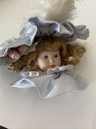 Vintage The Heirloom Tradition Porcelain Victorian Doll Head Blue Christmas’s