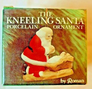 Vintage The Kneeling Santa Roman 1985 Santa Claus Baby Jesus Christmas Ornament