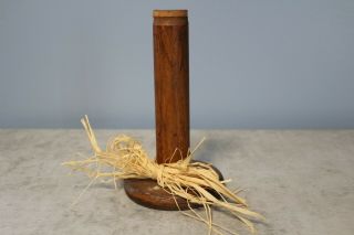 Antique Vintage Primitive Wooden Textile Mill Bobbin Spool Candle Holder 5 " Tall