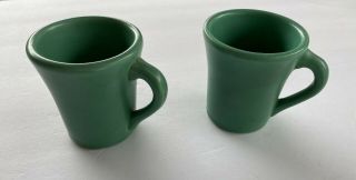 2 Catalina Island Pottery Descanso Green Handled Mini Wine Cup / Mug 2 5/8 "