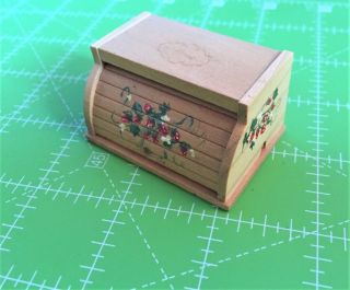 Vintage Miniature Dollhouse Hand Painted Bread Box Wood Opens1:12