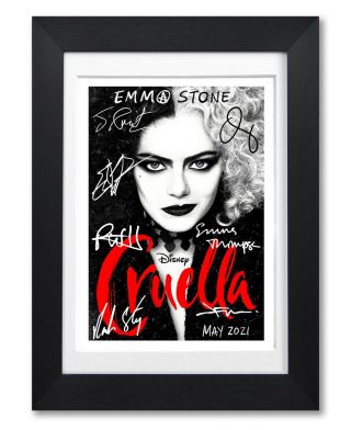 Cruella Movie Cast Signed Poster Print Photo Autograph 2021 Film Gift Emma Stone