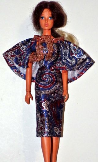 Vintage Barbie Bild Lilli Babs Red White Blue Satiny Sheath Dress Matching Cape