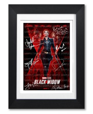 Black Widow Movie Cast Signed Poster Print Photo Autograph Marvel 2021 Film Gift