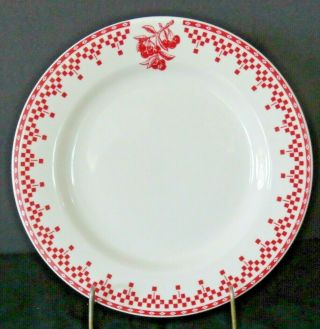 4 Le Comptoir De Famille Damier Rouge / Red 10 3/4 " Dinner Plate Cherries Checks