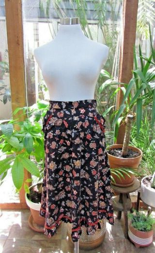 Vtg 70s Gunne Sax Style Floral Lace Midi Prairie Peasant Boho Hippie Skirt S M