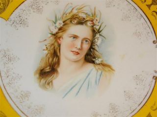 Antique 10 " Portrait Plate Woman E.  S.  Germany 1861