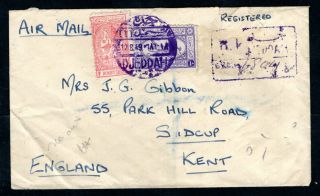 Saudi Arabia - 1949 Registered Airmail Cover Jeddah To England