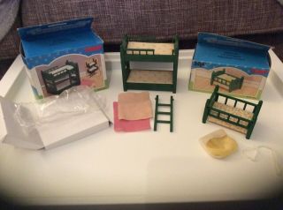 Rare Vintage Sylvanian Families Bunk Bed And Baby Cot Furniture