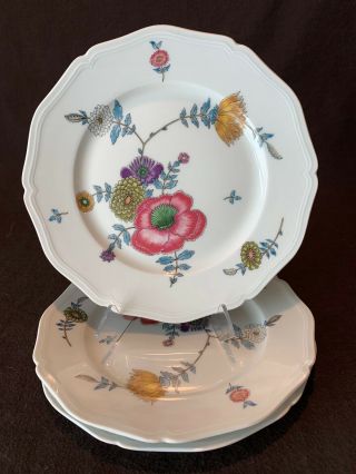 A Raynaud Ceralene Limoges Anemones Luncheon Plates Set Of 3 - 8 3/4 " Dia