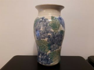 Chatham Studio Art Pottery Cape Cod 11 " Blue Green Hydrangea Stoneware Huge Vase