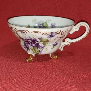Vintage Yada China Floral 3 Foot Tea Cup Gold Accent Made In Japan