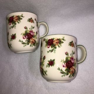 2 Royal Albert Old Country Roses Casual Classics Green Trim Mugs H5271