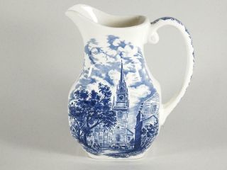 Water Pitcher - Liberty Blue Staffordshire Historic Colonial Scenes