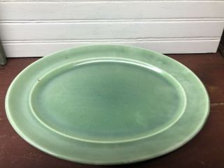 Vintage Wells Art Glaze Homer Laughlin Soft Green Platter 13 " X10 "