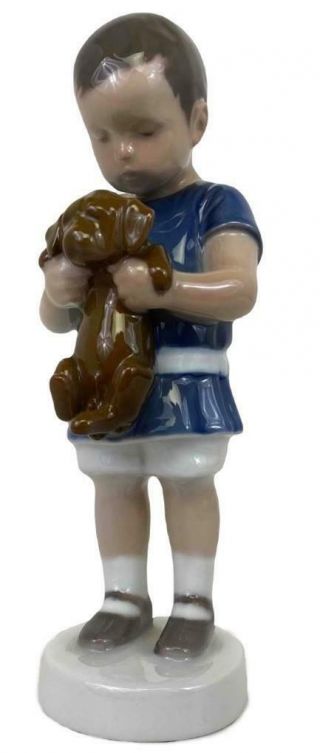Bing Grondahl B&g Denmark Boy With Puppy Dachshund Dog Porcelain Figurine 1747