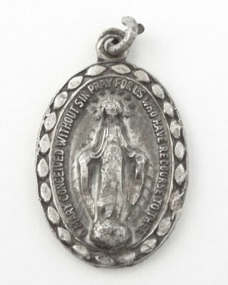 Antique Virgin Mary Sterling Silver Religious Medal