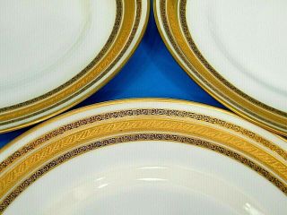 6 Pc Limoges France M Redon Gold Encrusted Scroll Stripe 10.  5 " Dinner Plate Set