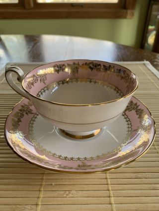 Shelley Teacup And Saucer Pink With Gold