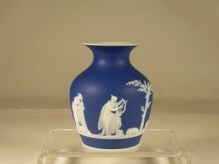 Antique Dark Blue Wedgwood Jasperware 5 " Vase W 