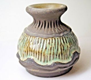 Vintage Mid.  Century Signed Lovemose Denmark Art Studio Pottery Vase 3  H