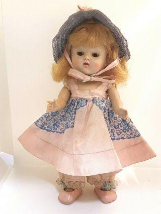 Vintage Ginny Doll Little Bo Peep Dress And Bonnet Hat 8 " 1950 