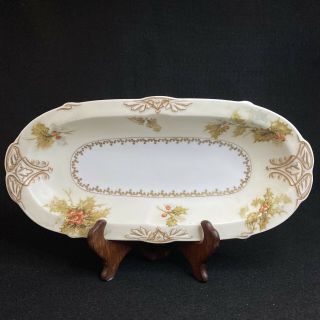 Antique Ohme Silesia Old Ivory Xxii Porcelain Oval Celery Or Relish Tray Holly