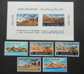 1964 Yemen Airmail Stamps Set And Block Vf Mnh B320.  10