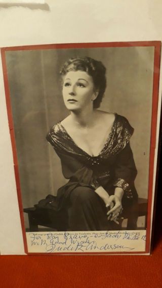Vintage Judith Anderson Hand Signed Autographed Off Stage Portrait By Vandamm.
