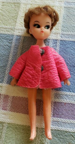 Vintage Uneeda Tiny Teens Style Doll Jointed Pink Mod Jacket