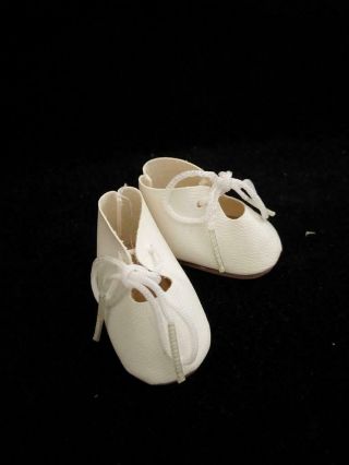 Vintage Doll Shoes White Tie Shoes 1 3/4 " Length