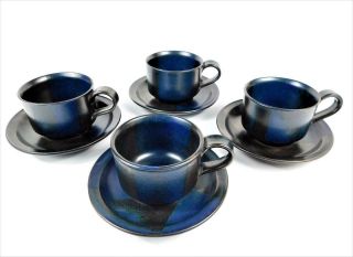 4 Iron Mountain Blue Ridge Cups And Saucers