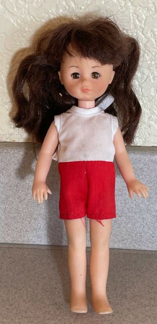 Vintage 1977 Vogue Ginny 8 " Doll Sleep Eyes In Red And White Play Romper Jsb1